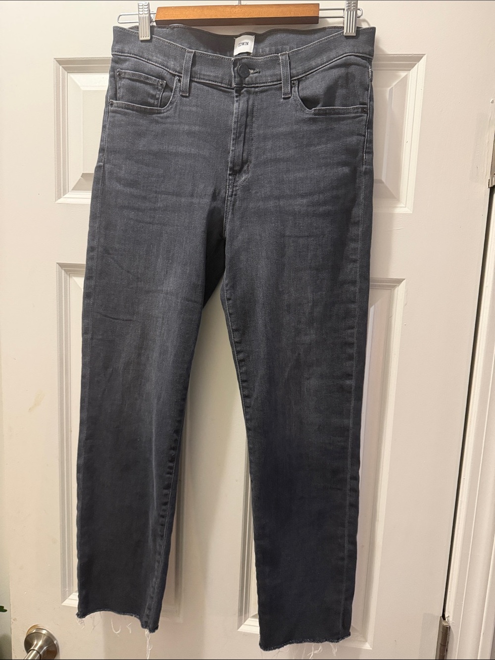 Edwin Women's Bree Charcoal Gray Straight Leg Stretch Denim Jeans
